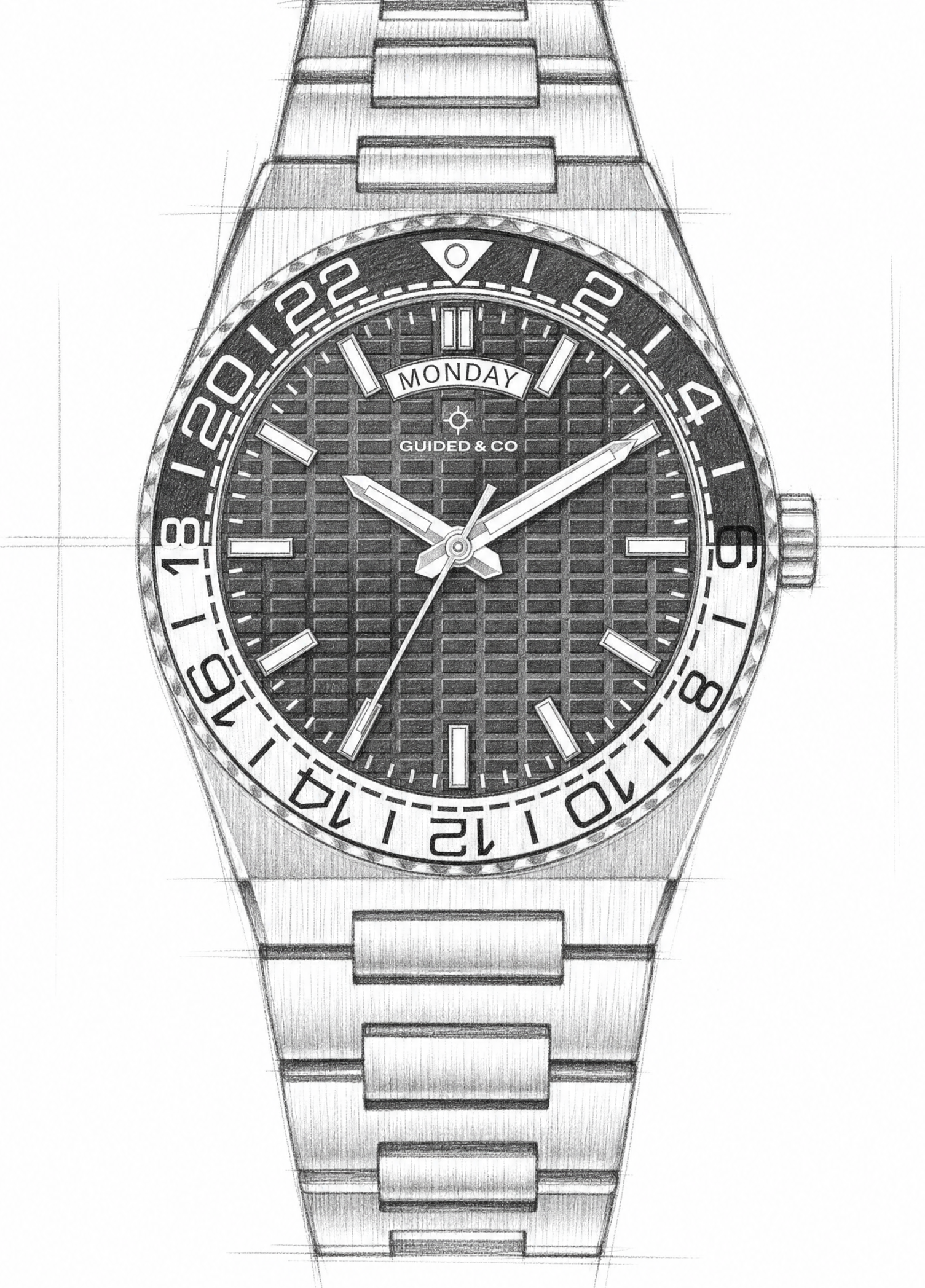 Guided & Co watch design sketch