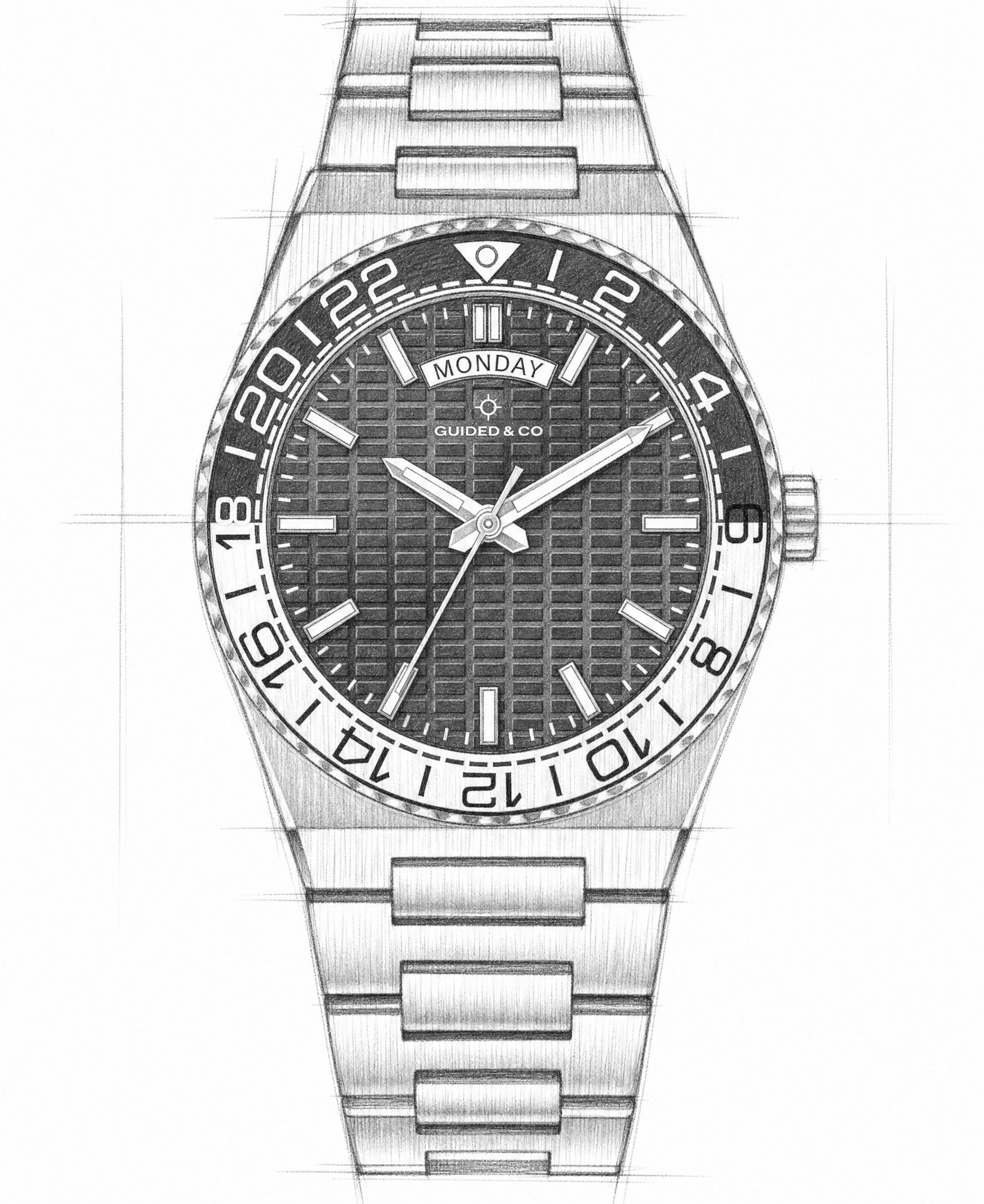 Guided & Co watch design sketch